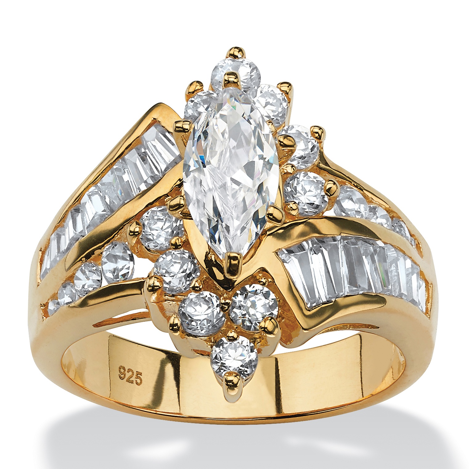 18k Gold over Sterling Silver DiamonUltra&trade; Cubic Zirconia Ring