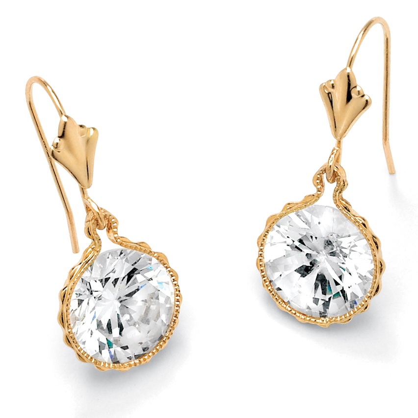 10k Gold DiamonUltra&trade; Cubic Zirconia Drop Pierced Earrings