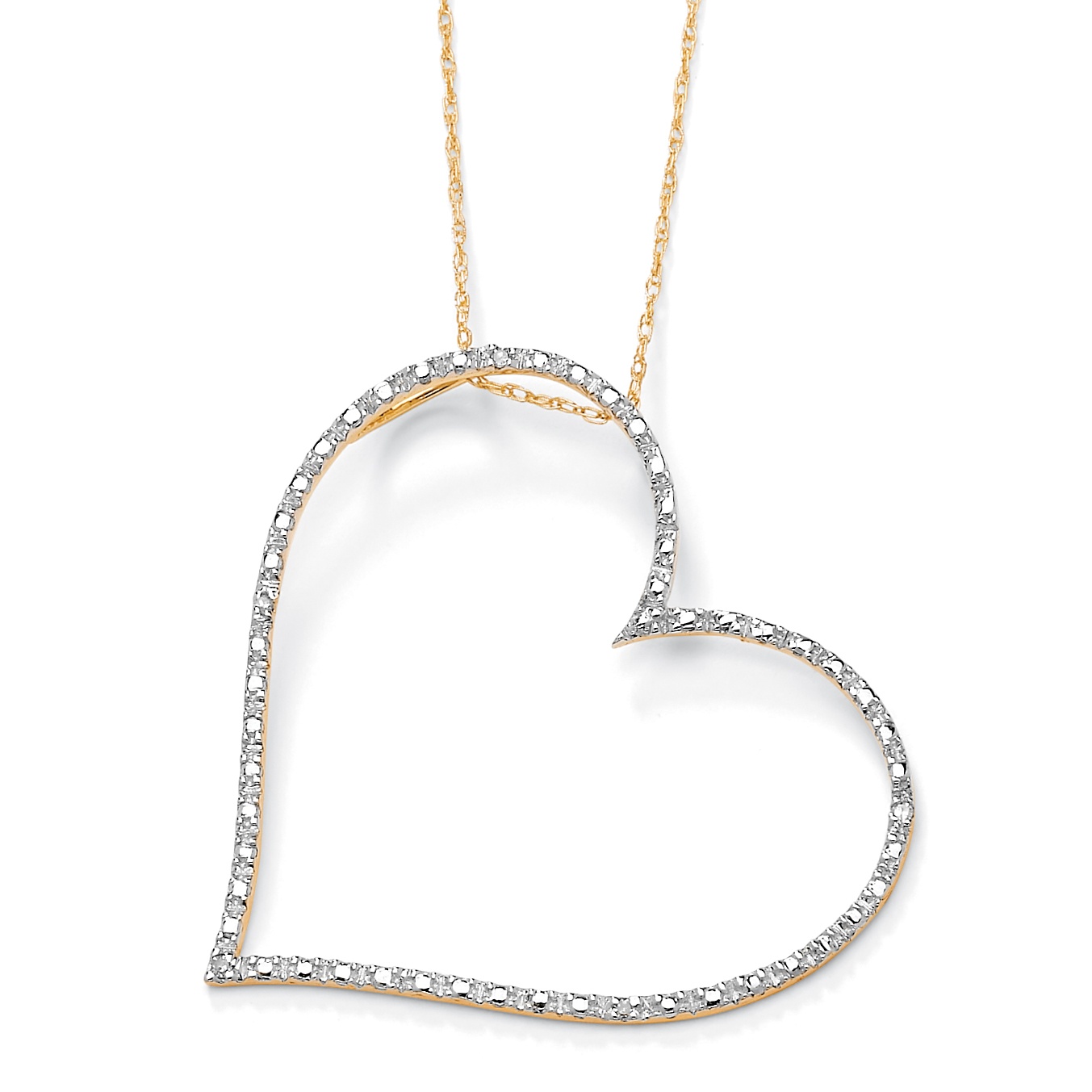 10k Gold Tutone Diamond Accent Heart Pendant