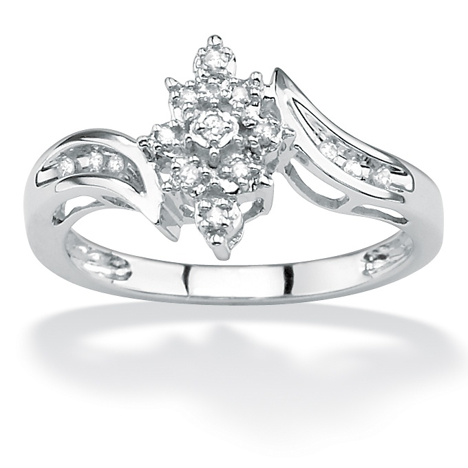 10k White Gold Diamond Marquise-Shaped Ring