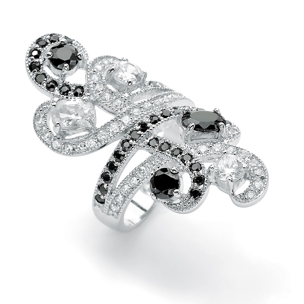 Sterling Silver Black and White DiamonUltra&trade; Cubic Zirconia Pav&eacute;...