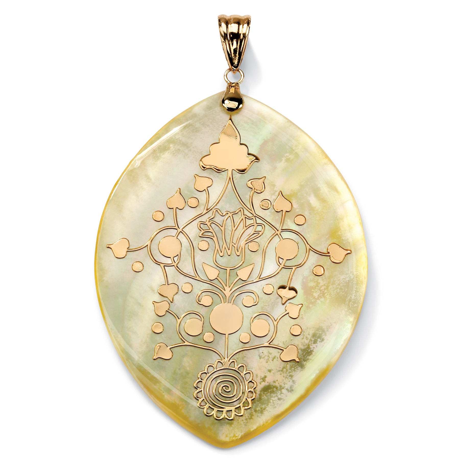 14k Gold Yellow Mother-of-Pearl Pendant