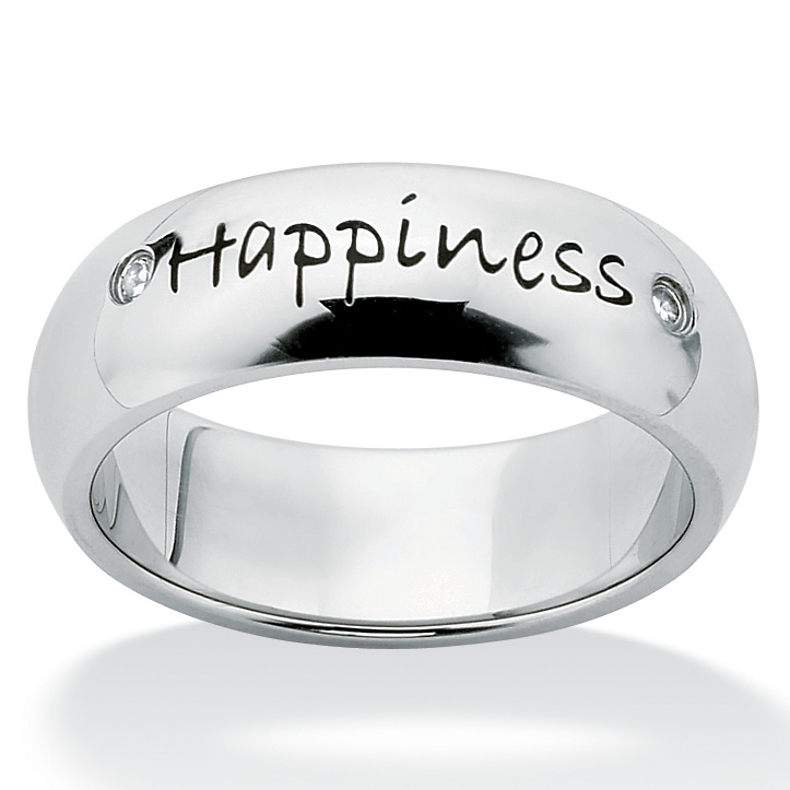 Stainless Steel DiamonUltra&trade; Cubic Zirconia "Happiness" Band