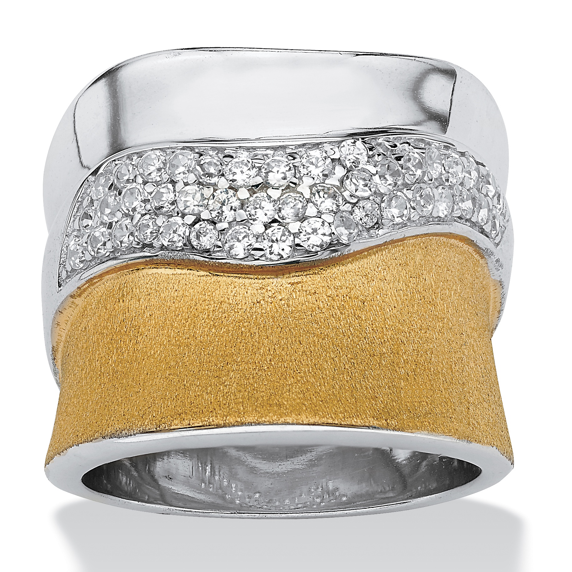 18k Gold over Sterling Silver & Sterling Silver DiamonUltra&trade; Cubic ...