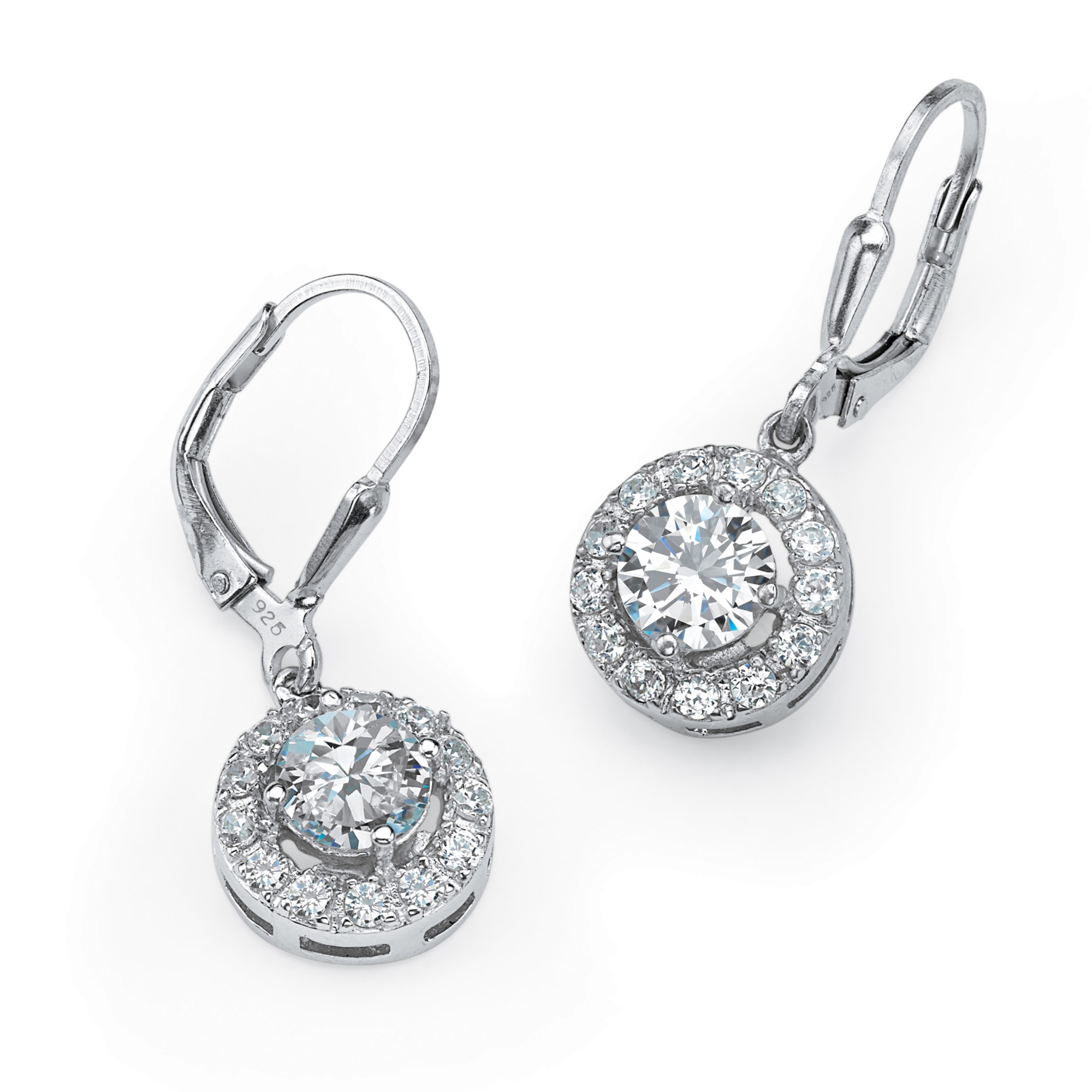 Sterling Silver DiamonUltra&trade; Cubic Zirconia Drop Pierced Earrings
