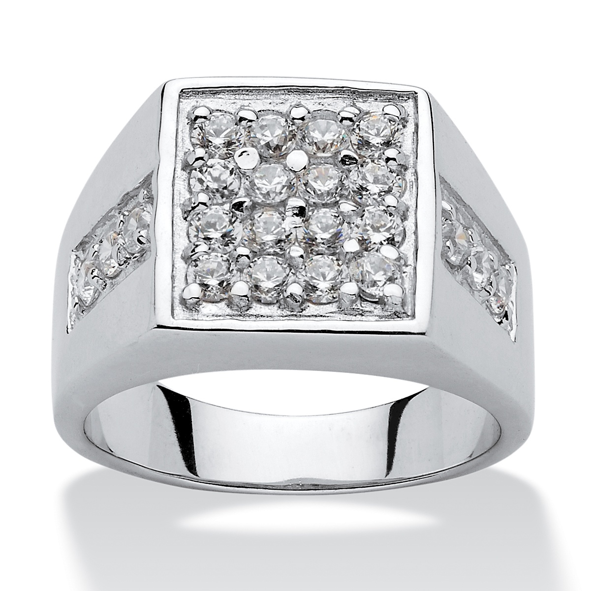Platinum over Sterling Silver Men's DiamonUltra&trade; Cubic Zirconia Ring