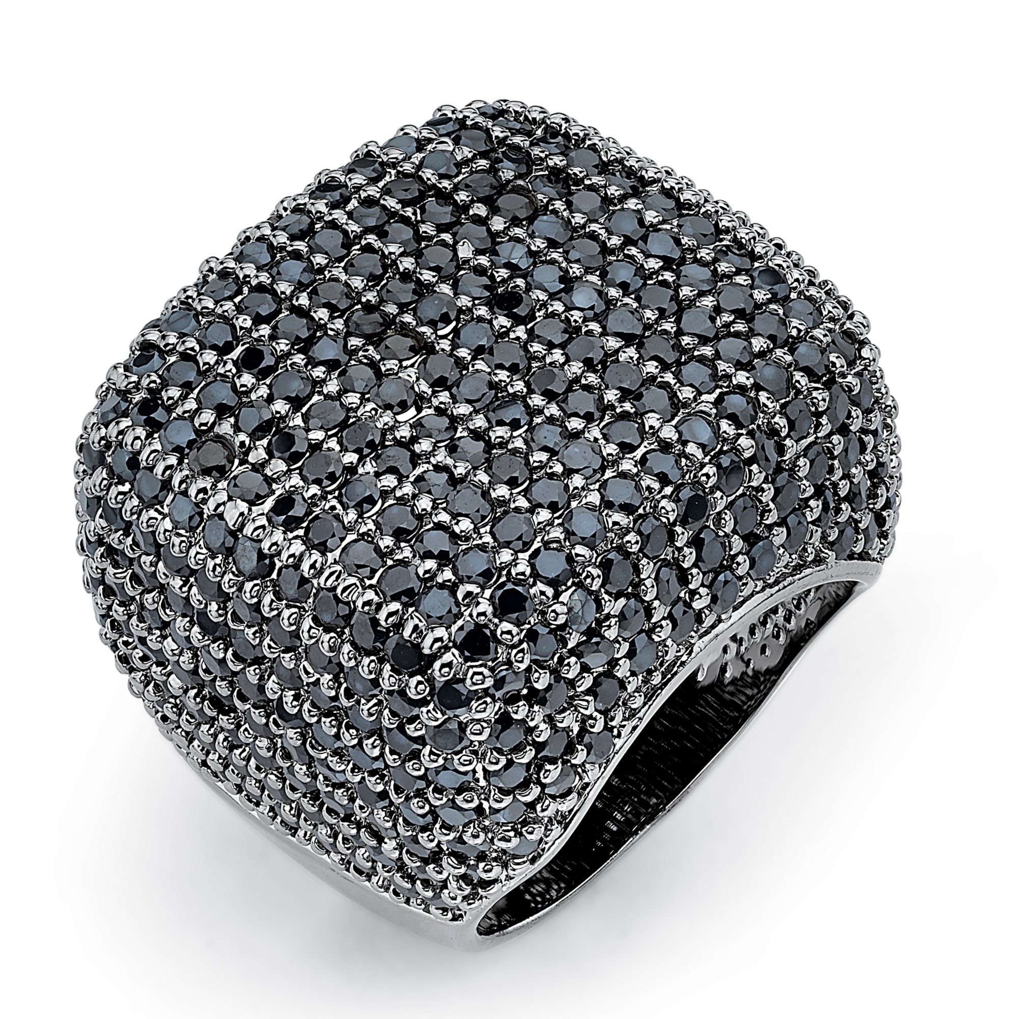 Sterling Silver Black Cubic Zirconia Pav&eacute; Dome Ring