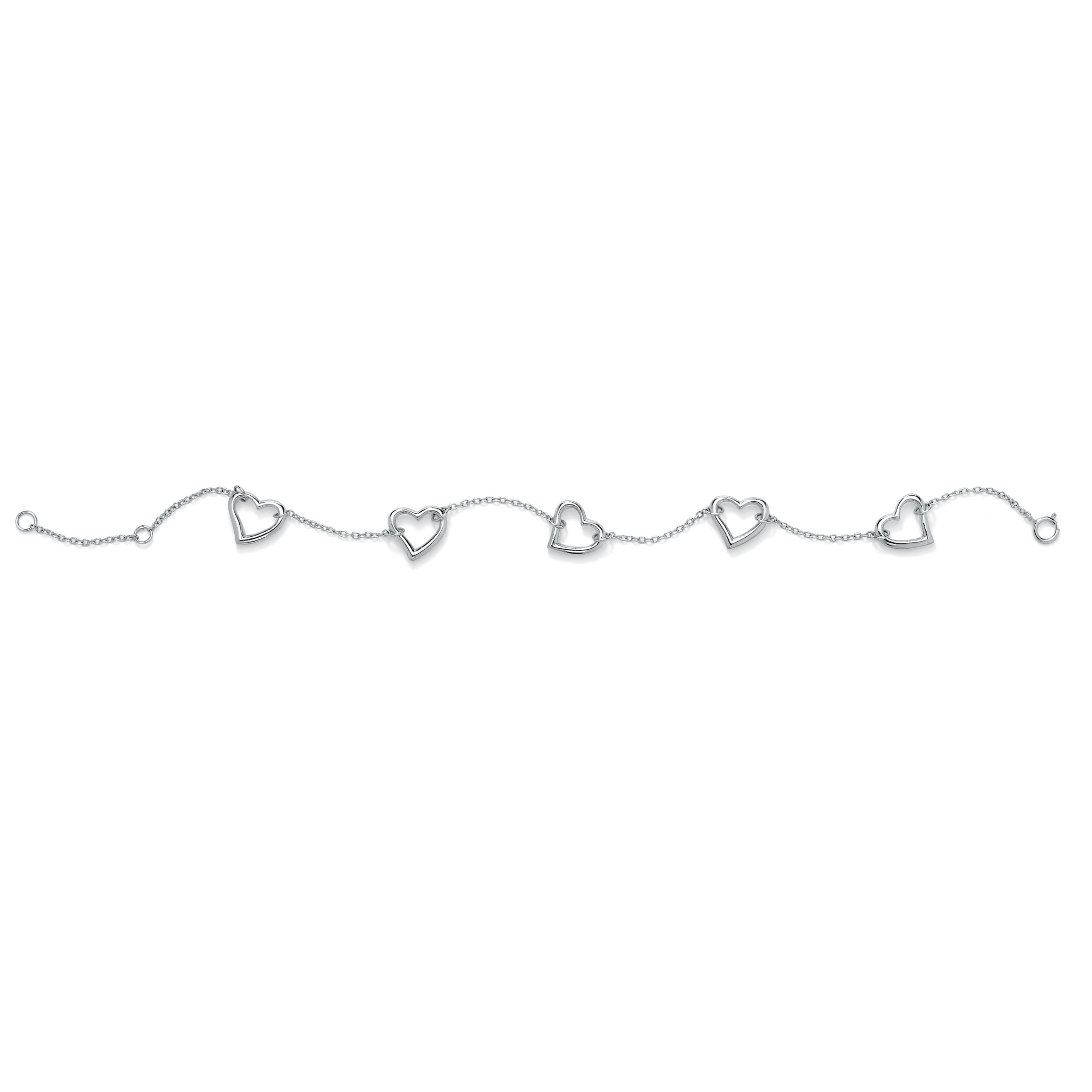 Sterling Silver Multi-Heart Ankle Bracelet Adjustable 8