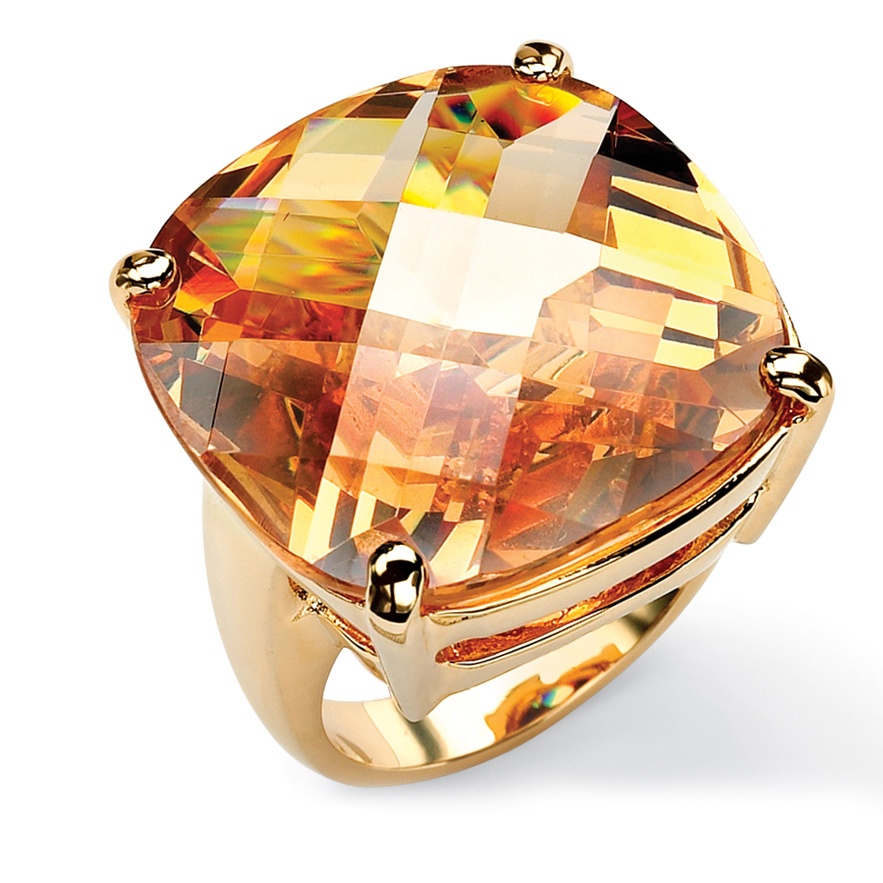14k Gold-Plated Champagne DiamonUltra&trade; Cubic Zirconia Ring