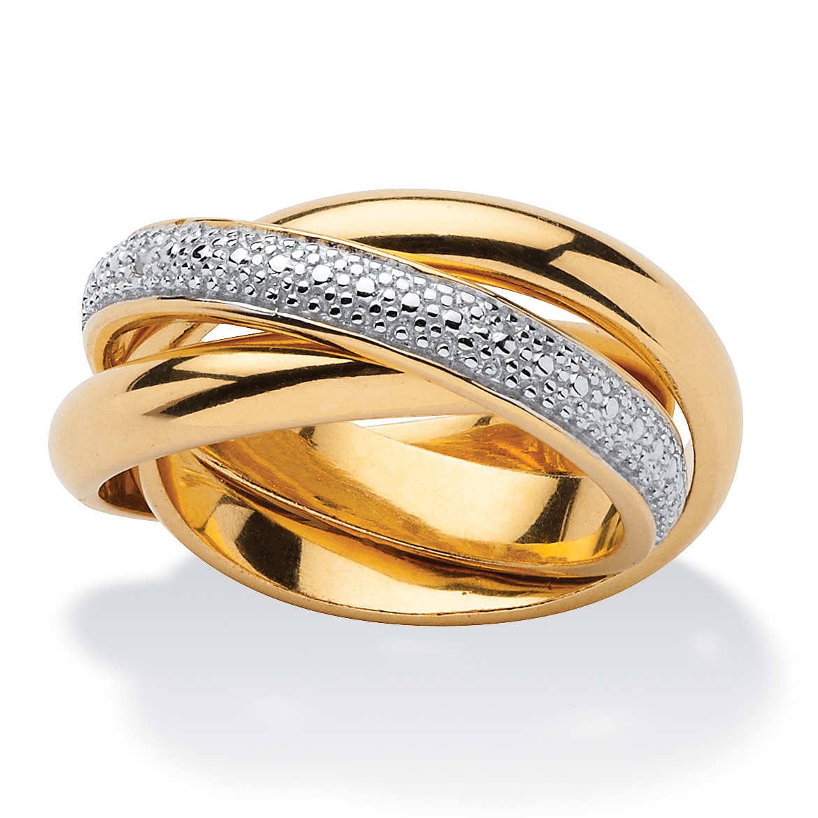 18k Gold over Sterling Silver Diamond Accent Rolling Ring