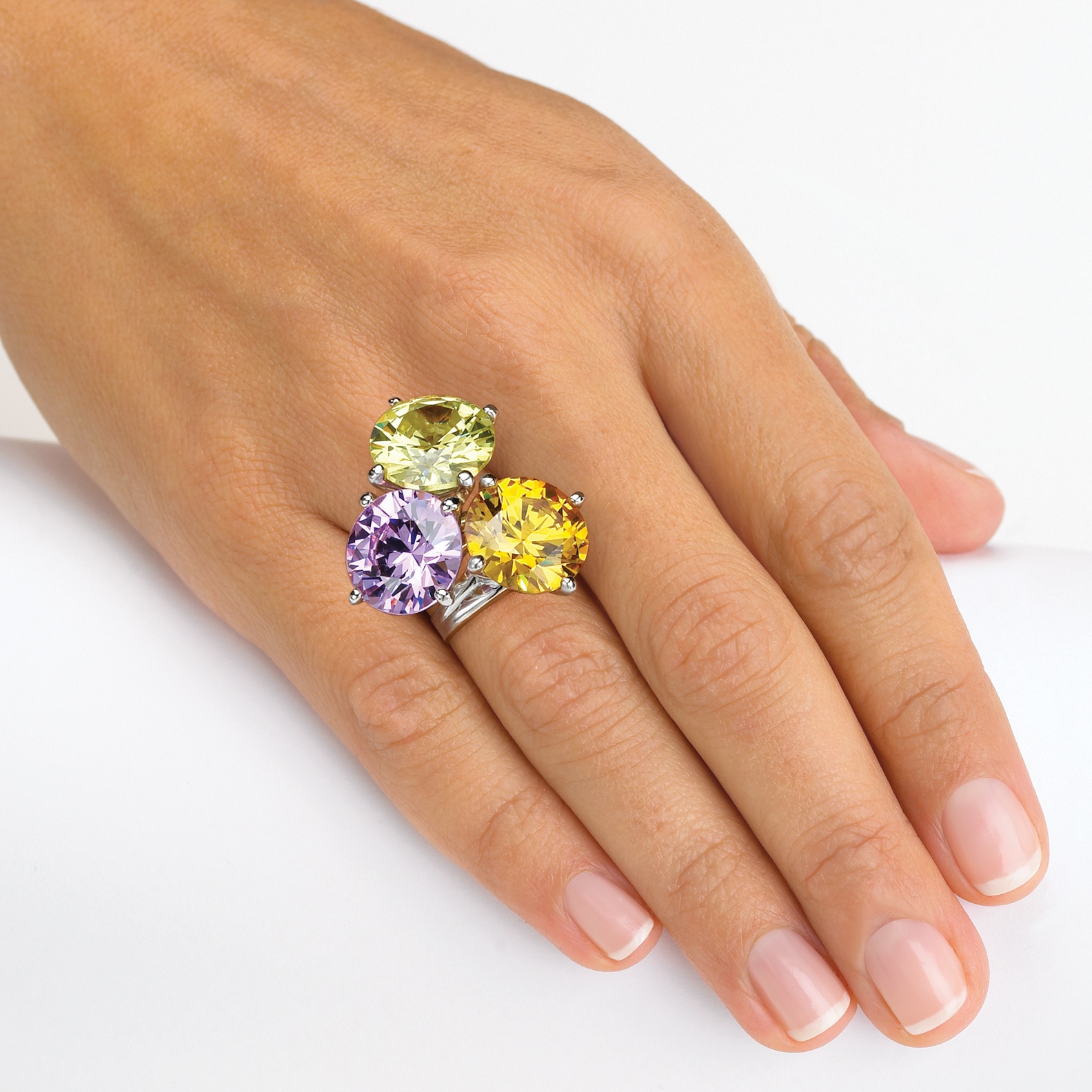 Silver Tone Set of Three DiamonUltra&trade; Cubic Zirconia Rings