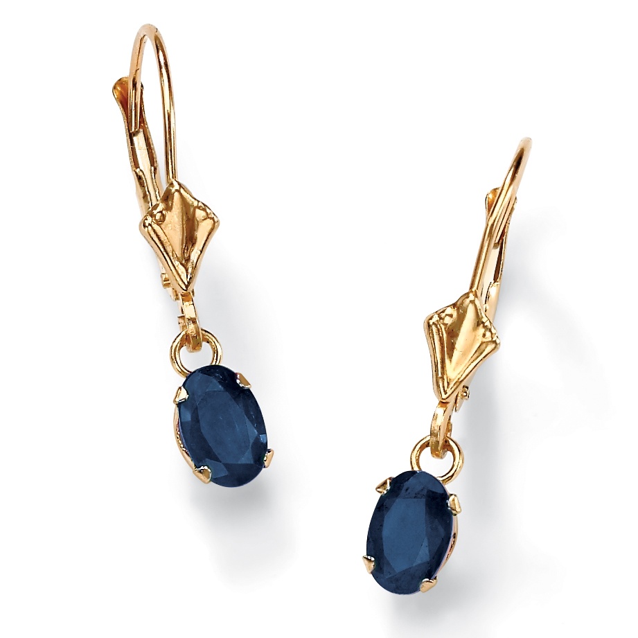 10k Gold Blue Sapphire Drop Pierced Earrings