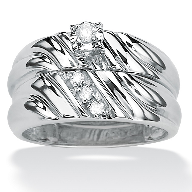 10k White Gold 2-Piece Diamond Wedding Ring Set