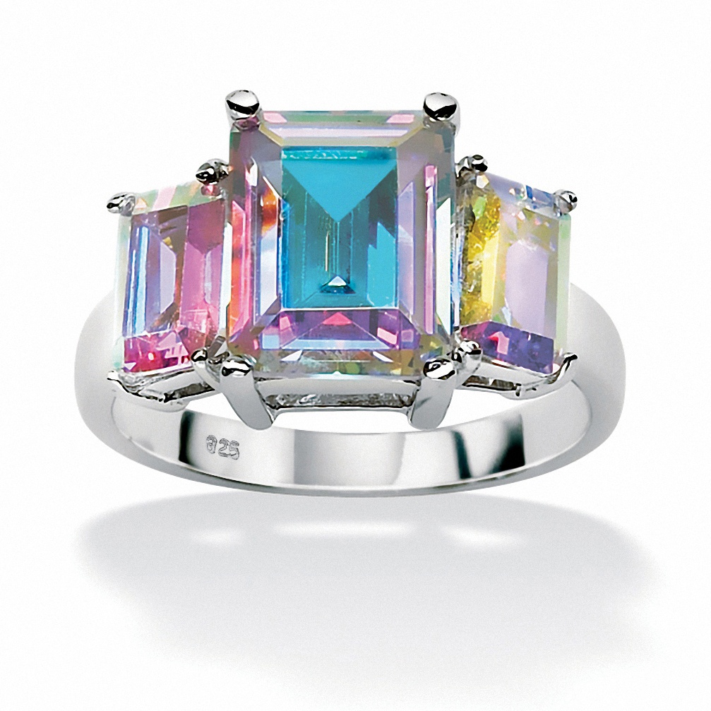 Sterling Silver Aurora Borealis DiamonUltra&trade; Cubic Zirconia Ring
