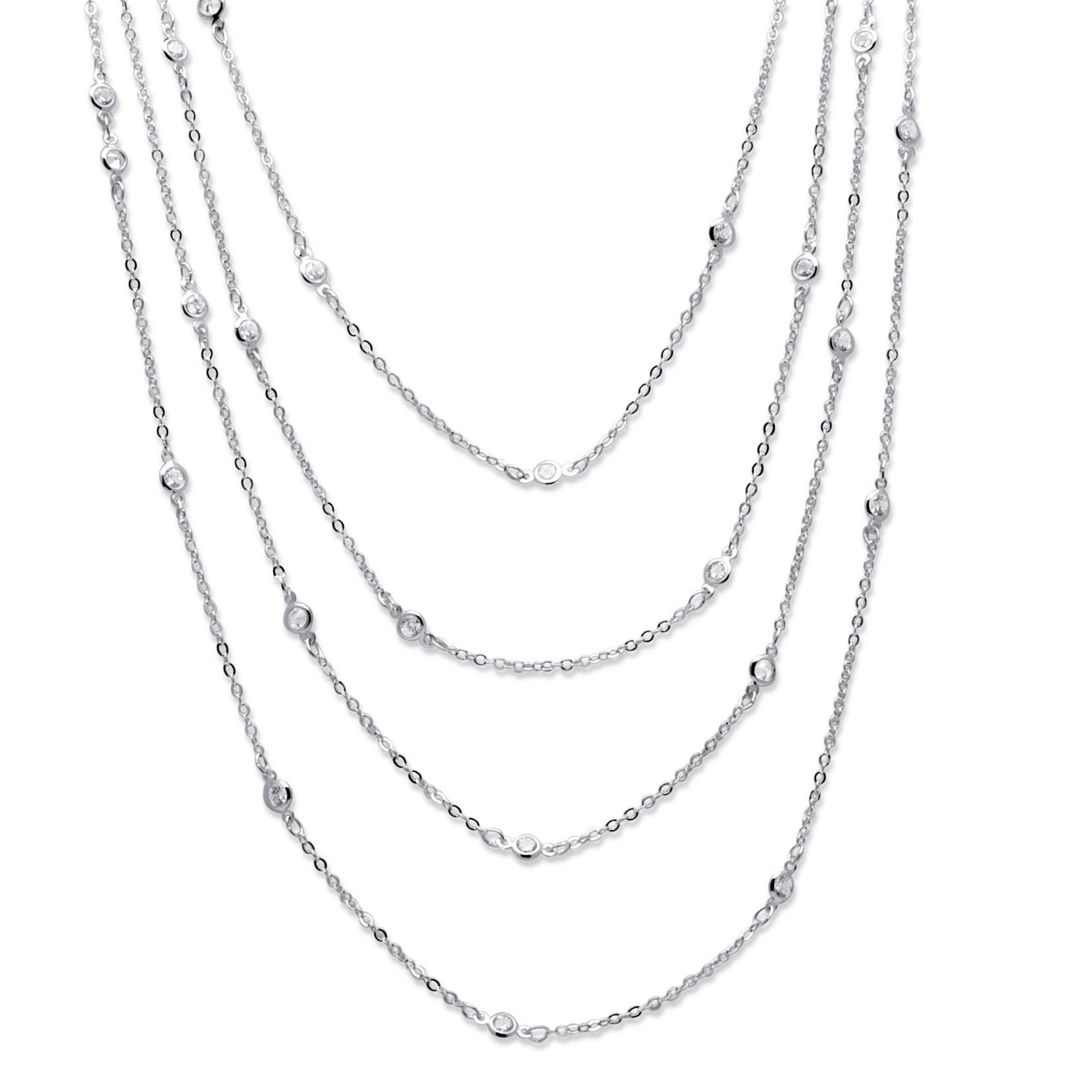 Silvertone Metal DiamonUltra&trade; Cubic Zirconia Necklace 100" Length