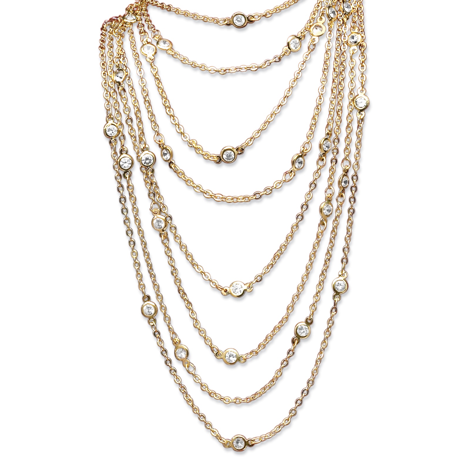 Gold Tone DiamonUltra&trade; Cubic Zirconia Necklace 100" Length