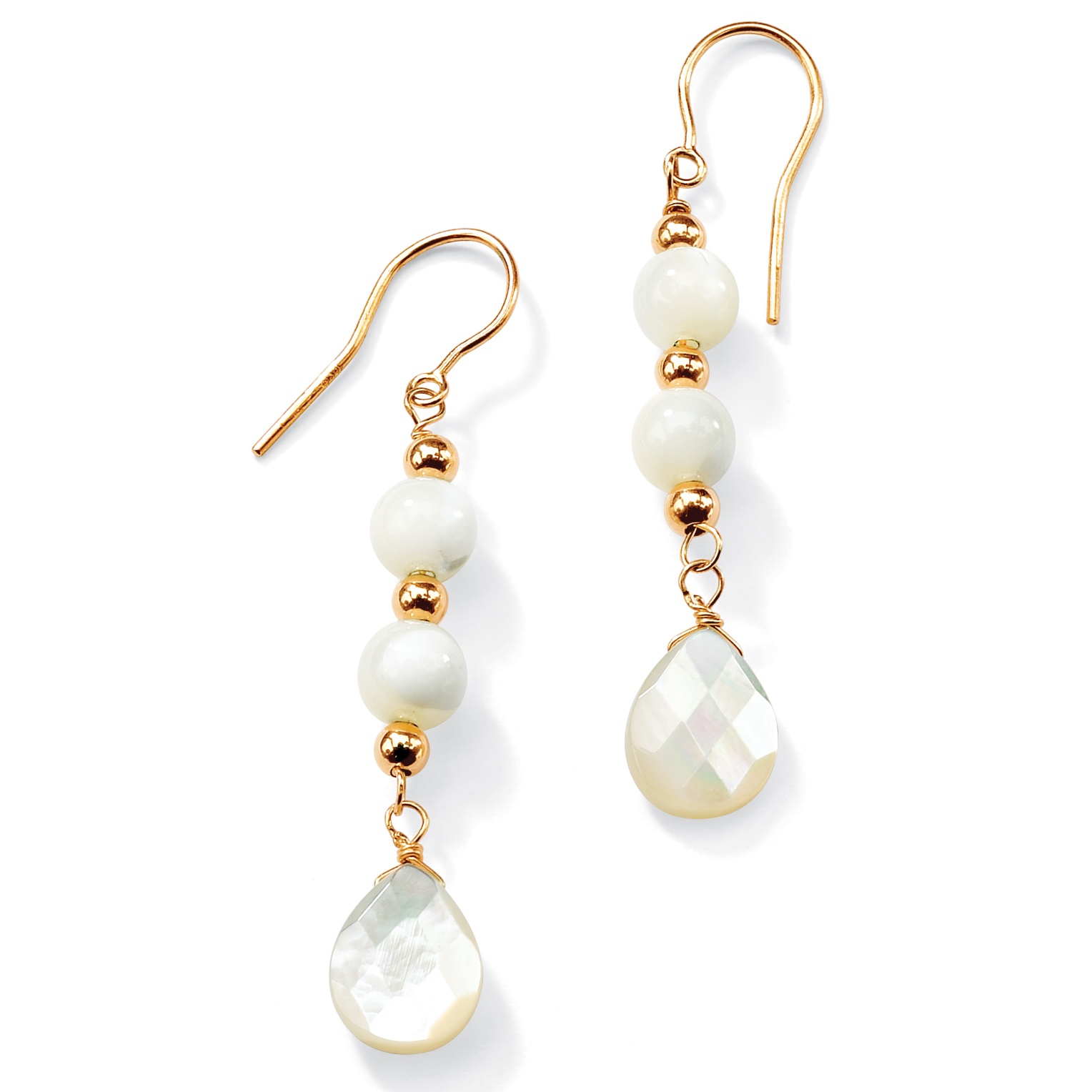 10k Gold Mother-of-Pearl Drop Pierced Earrings