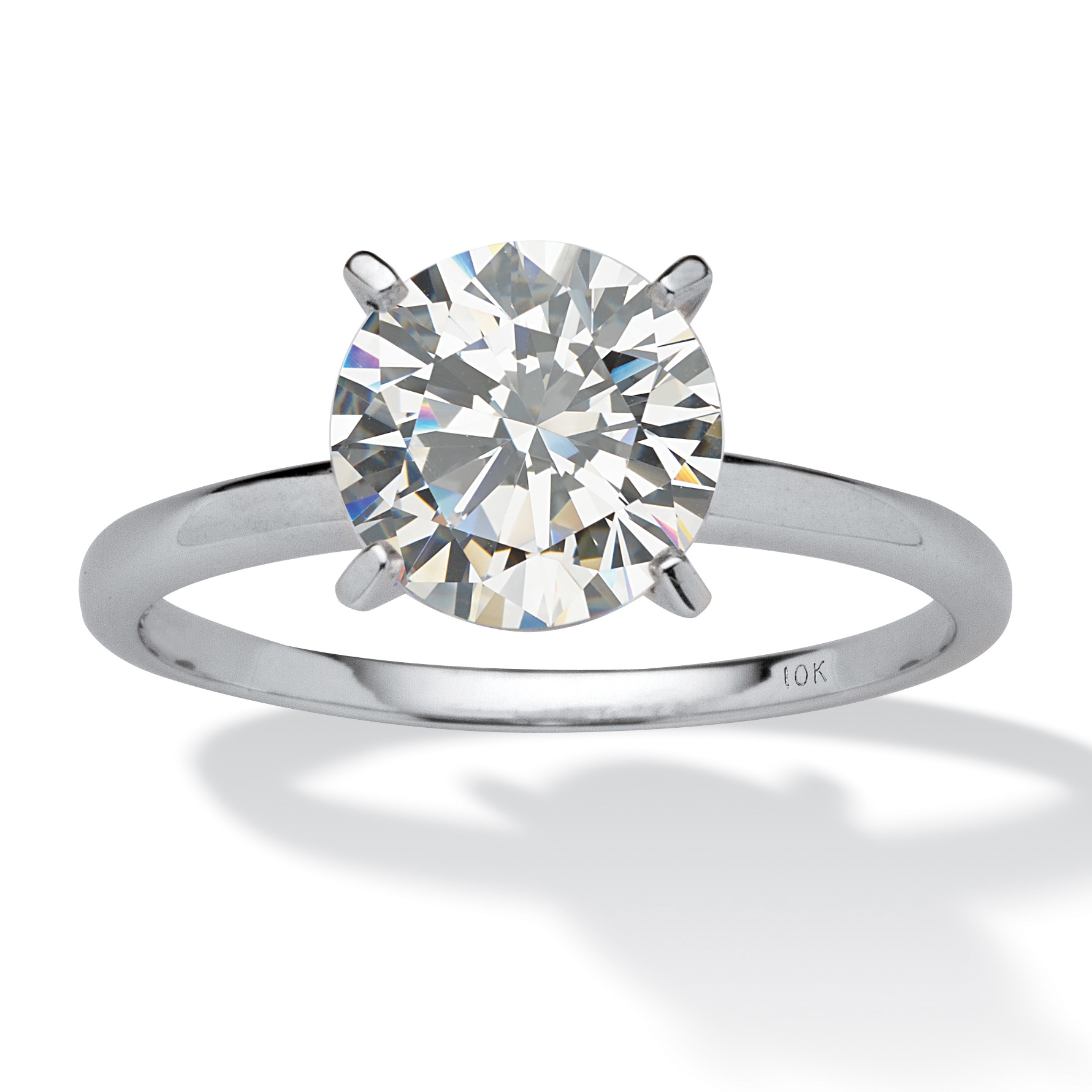 10k White Gold DiamonUltra&trade; Cubic Zirconia Solitaire Ring