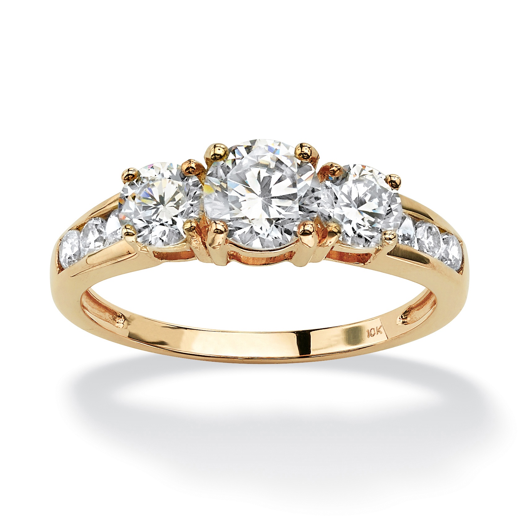 10k Gold Channel-Set DiamonUltra Cubic Zirconia Ring