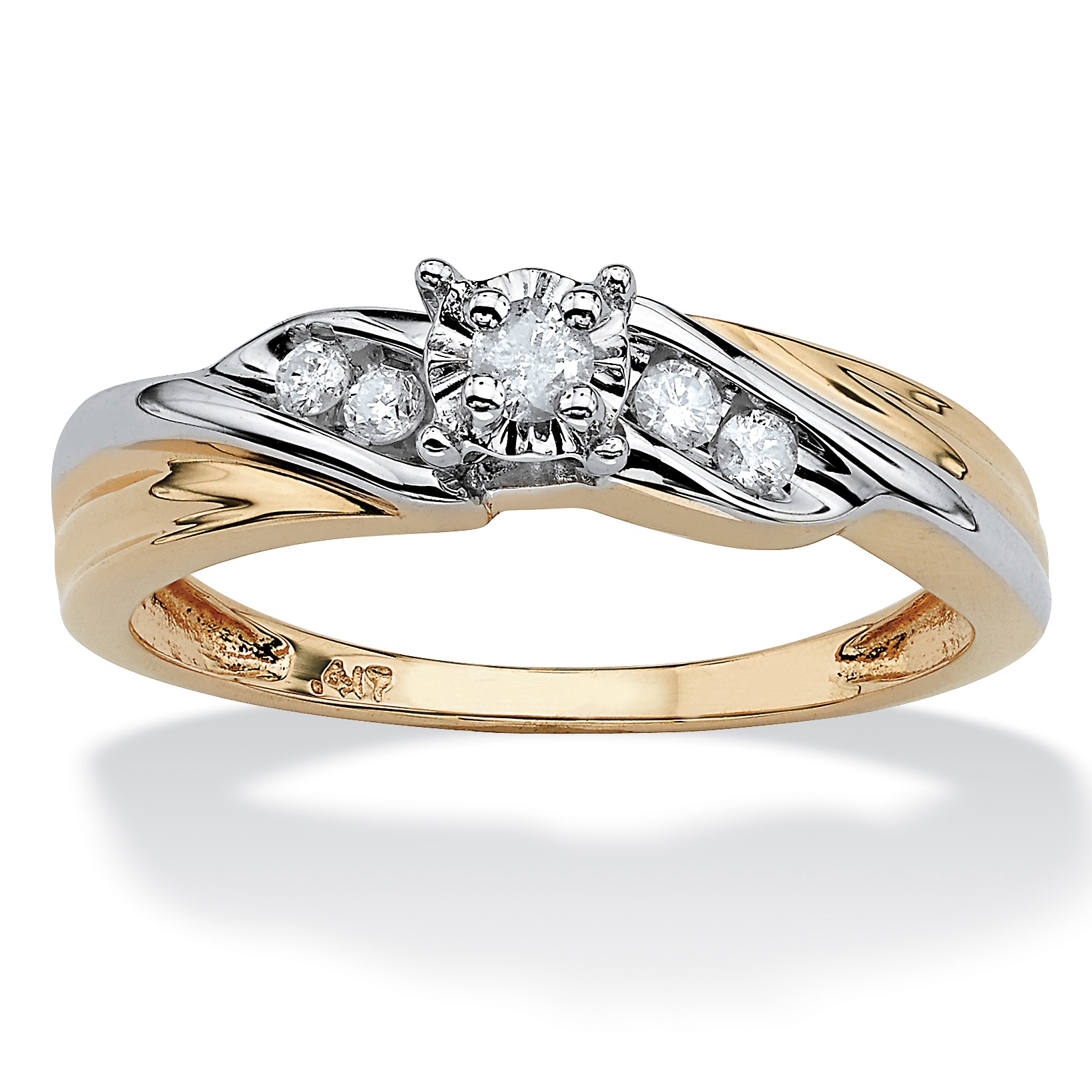 Tutone 10k Gold Round Diamond Wedding Ring
