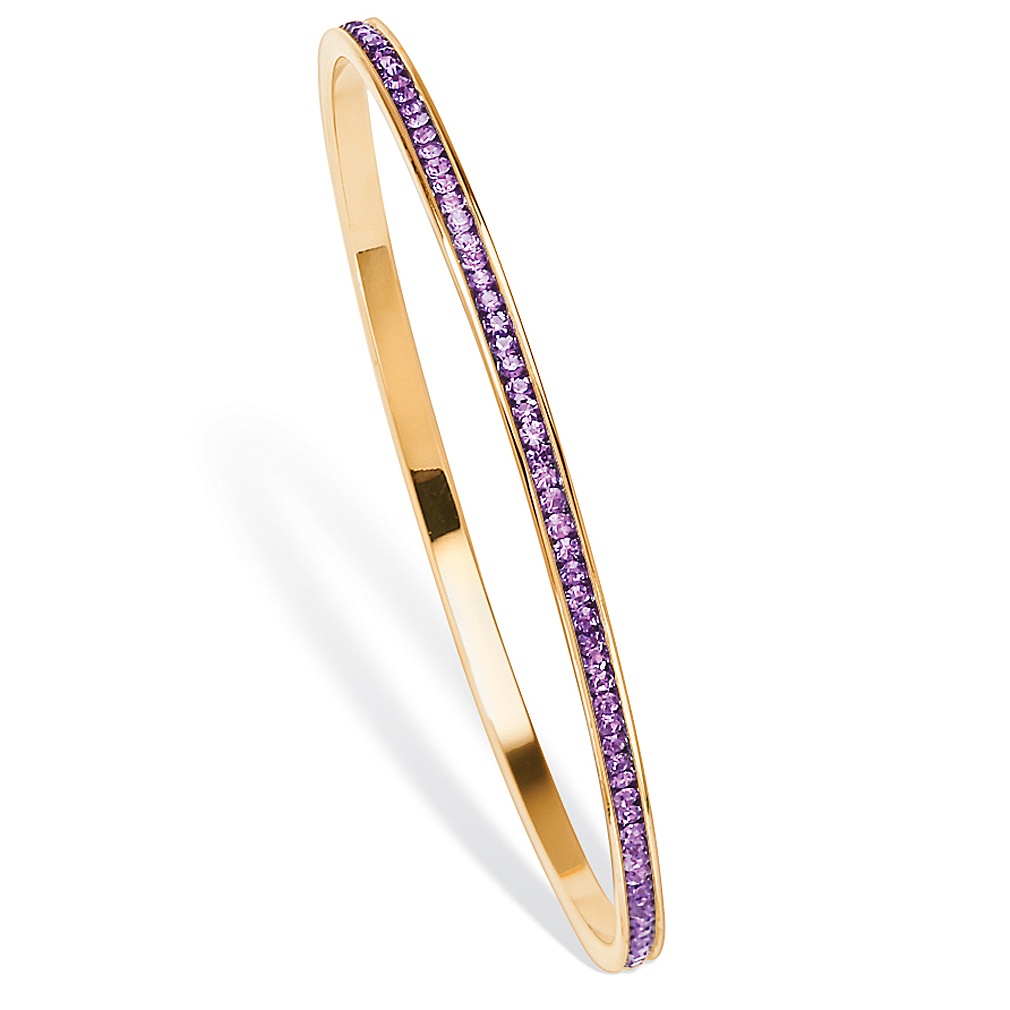 14k Gold-Plated Birthstone Eternity Bangle Bracelet