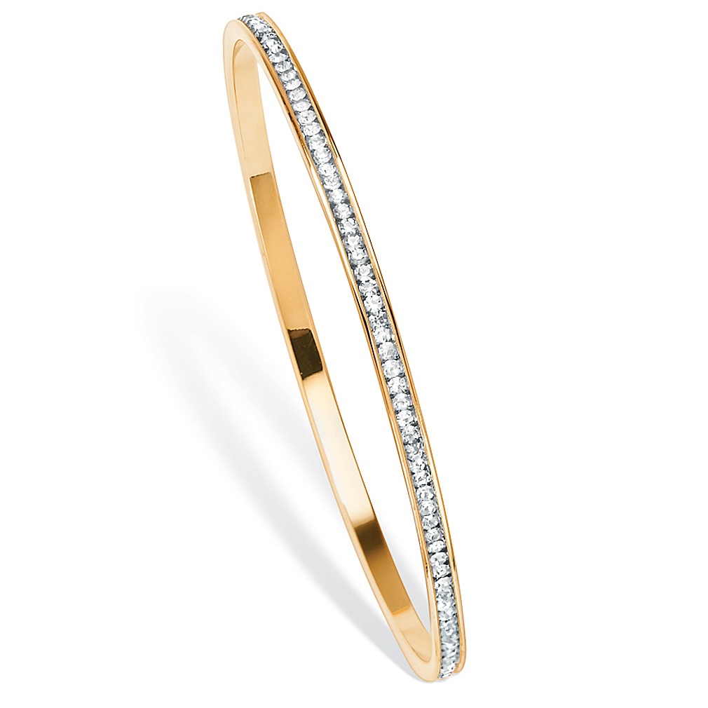 14k Gold-Plated Birthstone Eternity Bangle Bracelet