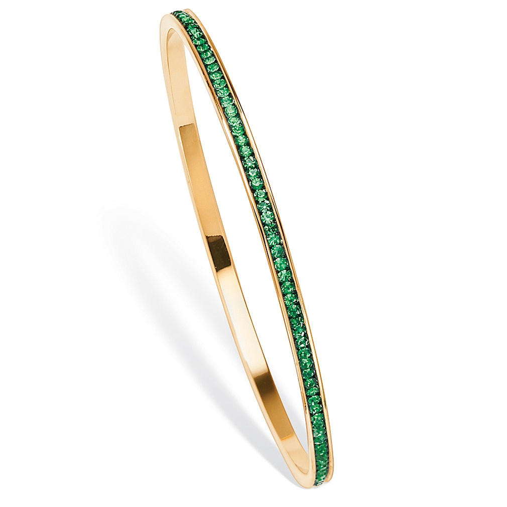14k Gold-Plated Birthstone Eternity Bangle Bracelet