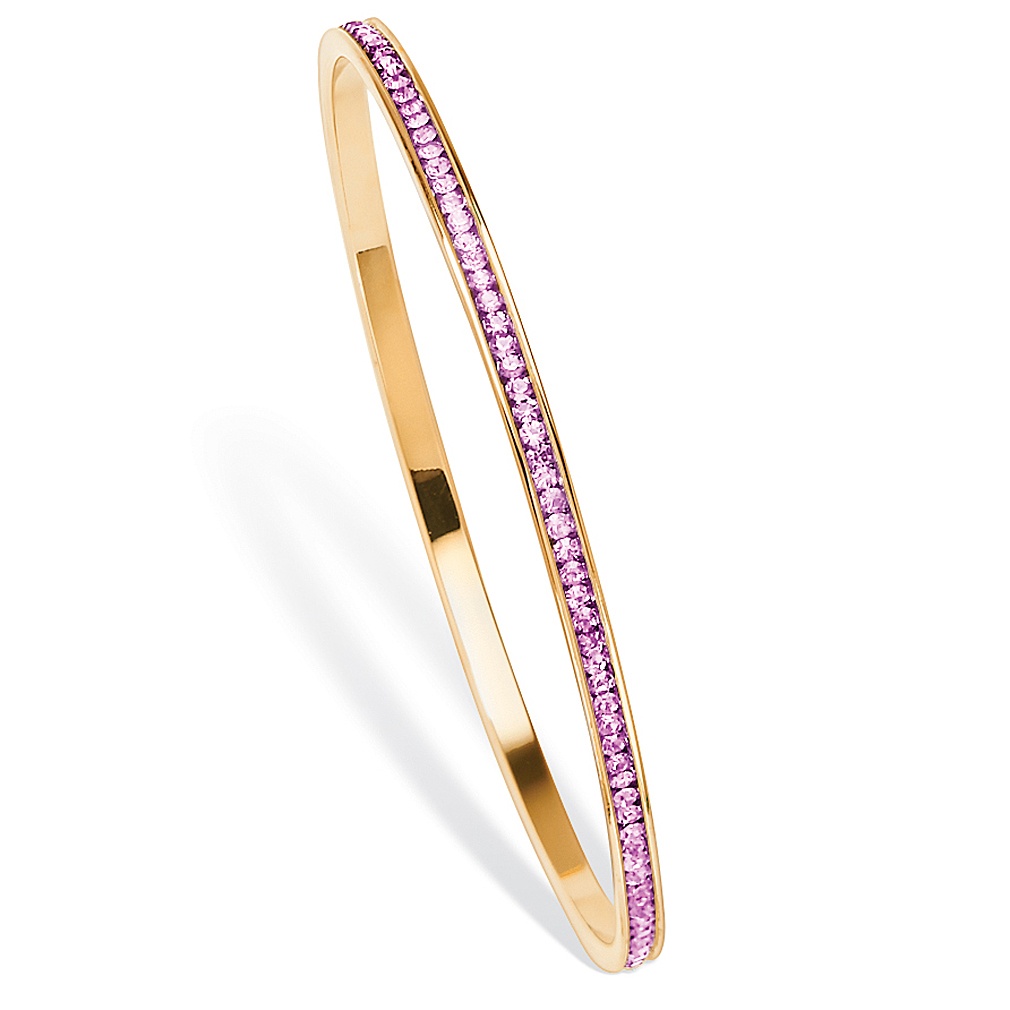 14k Gold-Plated Birthstone Eternity Bangle Bracelet