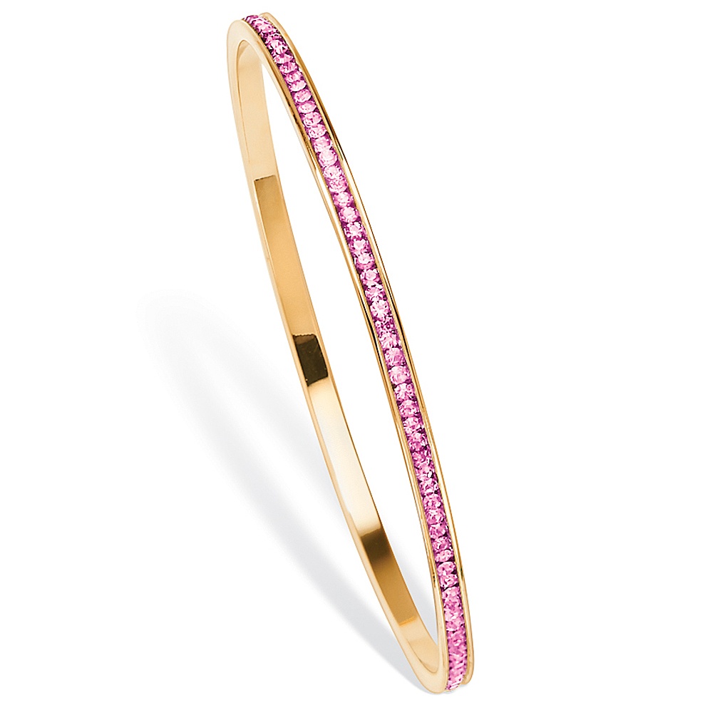 14k Gold-Plated Birthstone Eternity Bangle Bracelet