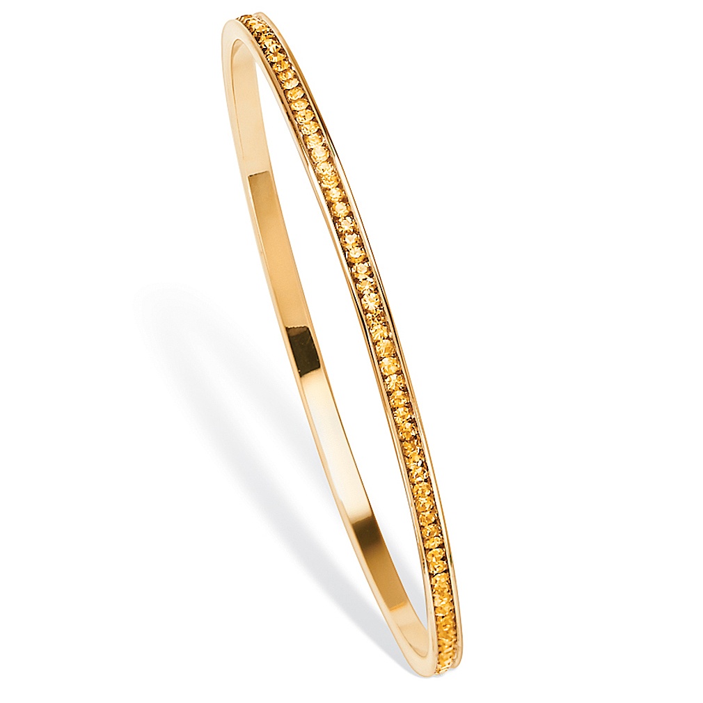 14k Gold-Plated Birthstone Eternity Bangle Bracelet