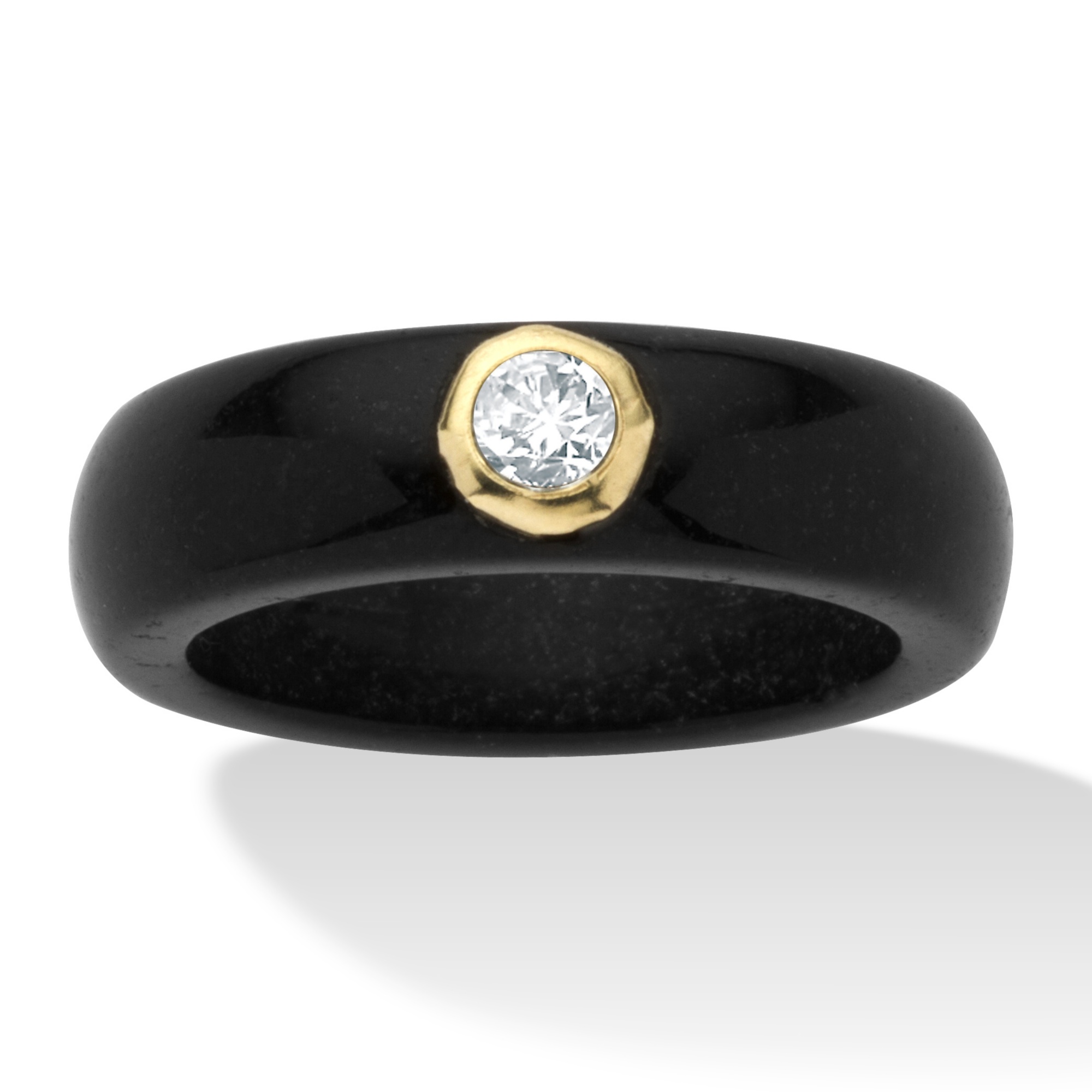10k Gold Black Jade and White Topaz Ring