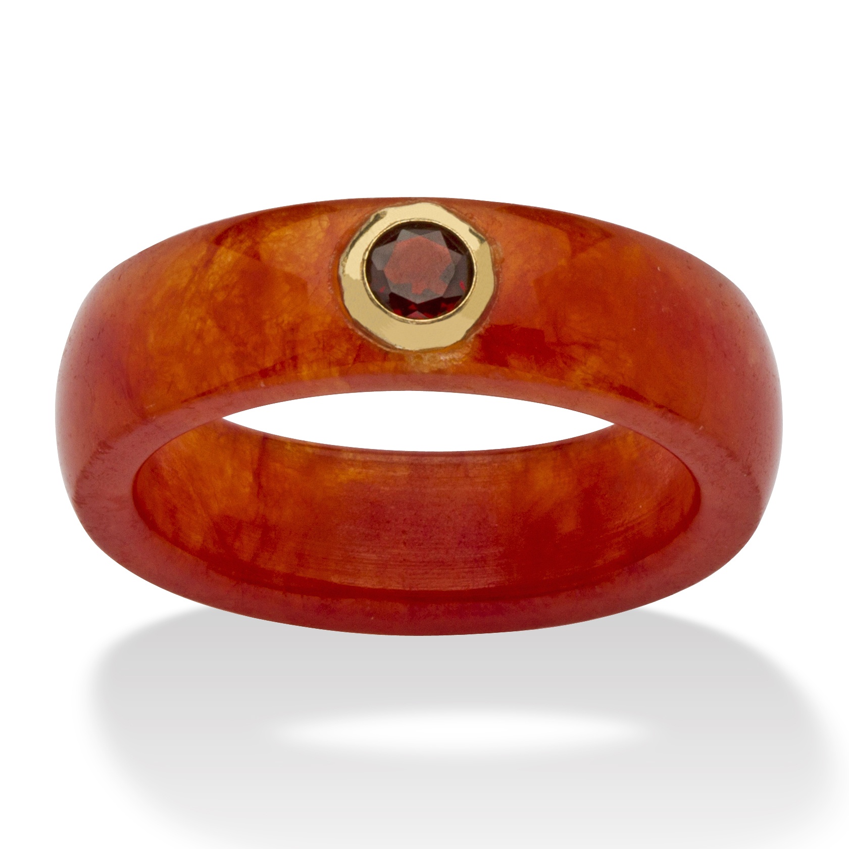 10k Gold Red Jade and Garnet Ring