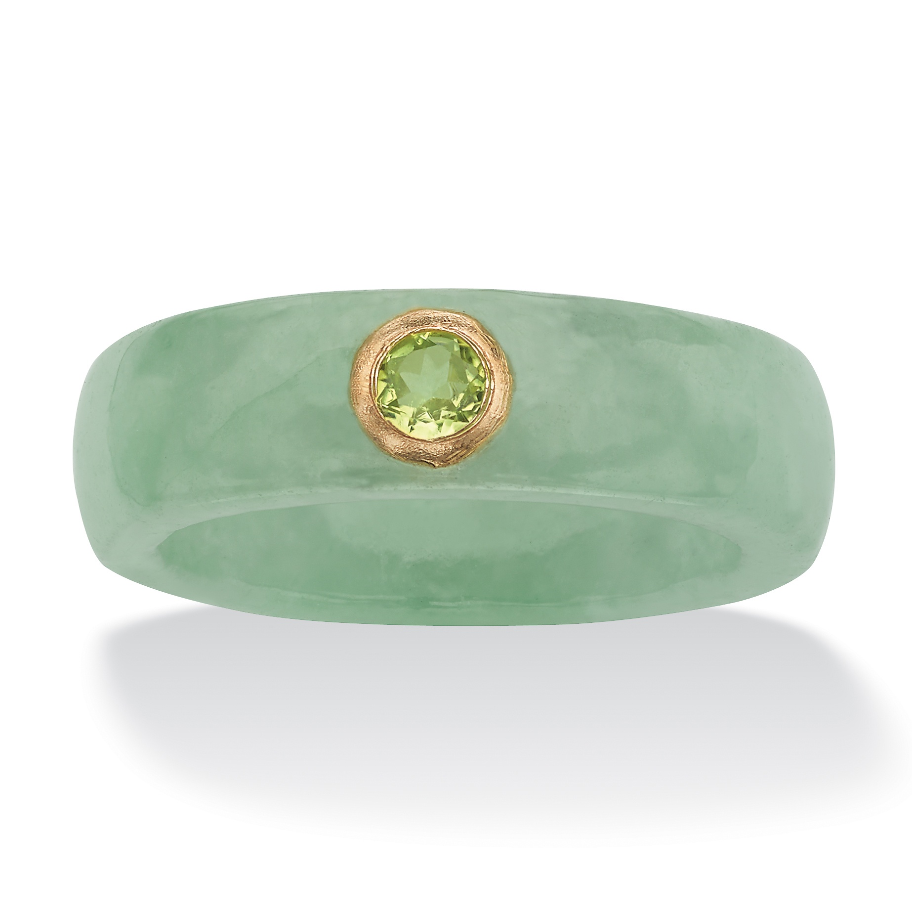 10k Gold Green Jade and Peridot Ring