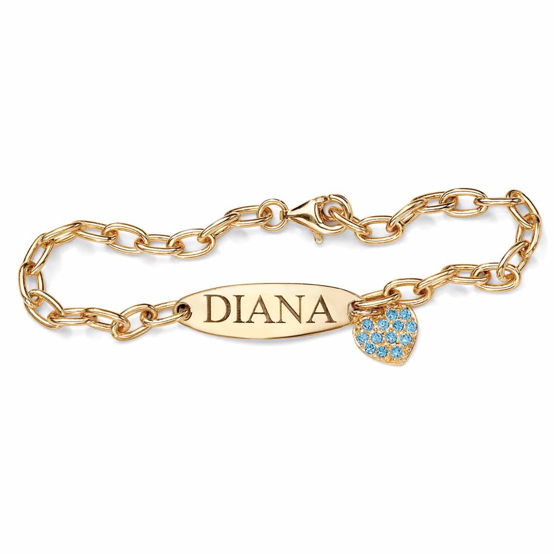 18k Gold over Sterling Silver Birthstone ID Heart Bracelet