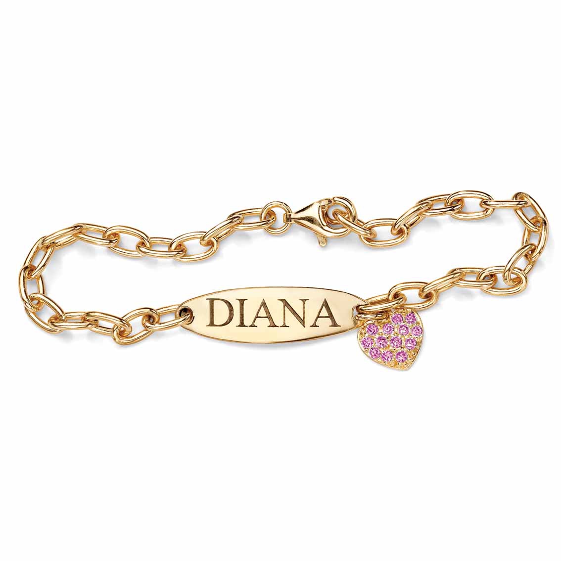 18k Gold over Sterling Silver Birthstone ID Heart Bracelet