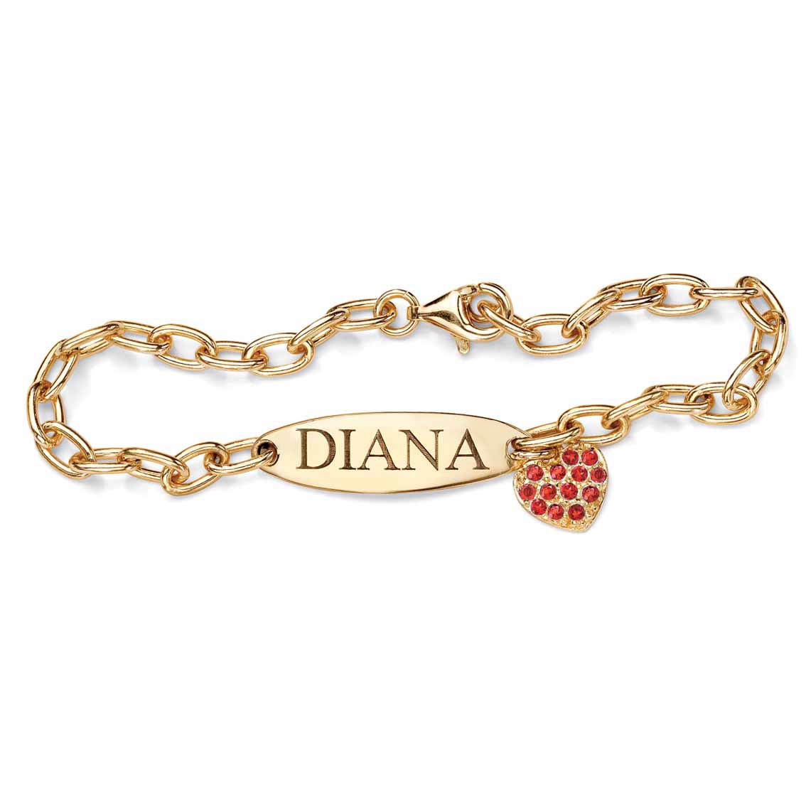 18k Gold over Sterling Silver Birthstone ID Heart Bracelet