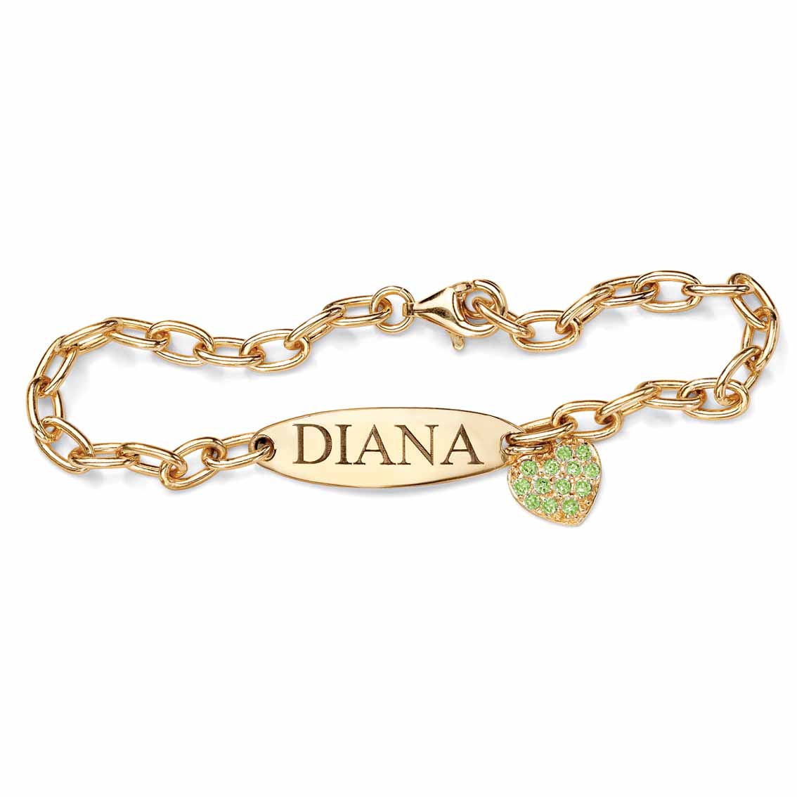 18k Gold over Sterling Silver Birthstone ID Heart Bracelet