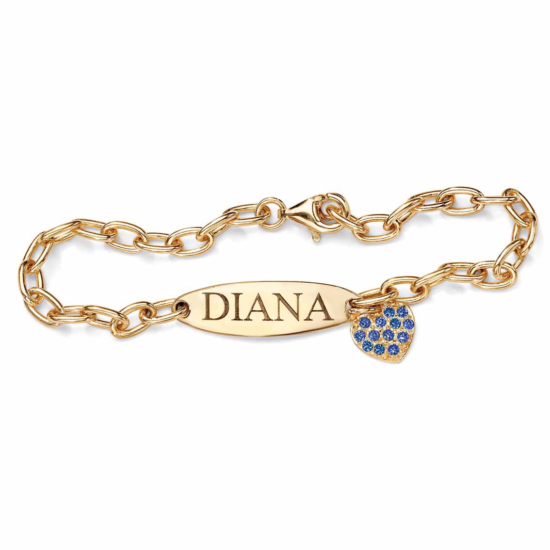 18k Gold over Sterling Silver Birthstone ID Heart Bracelet