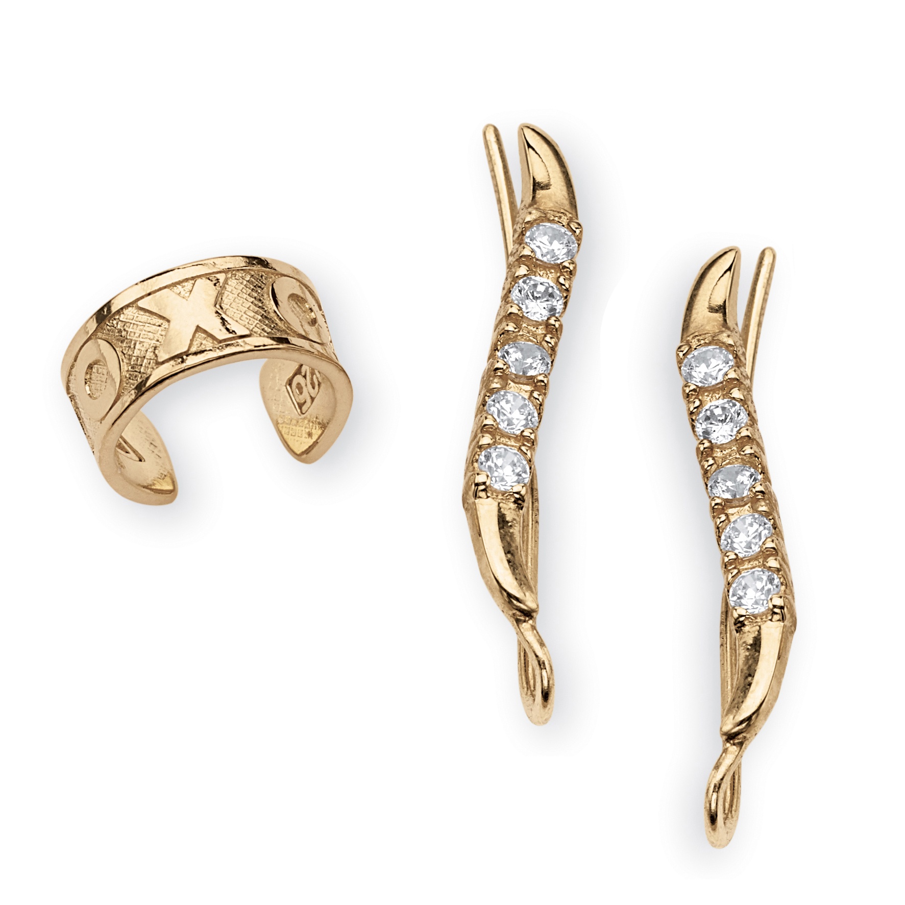 18k Gold over Sterling Silver DiamonUltra&trade; CZ Ear ...