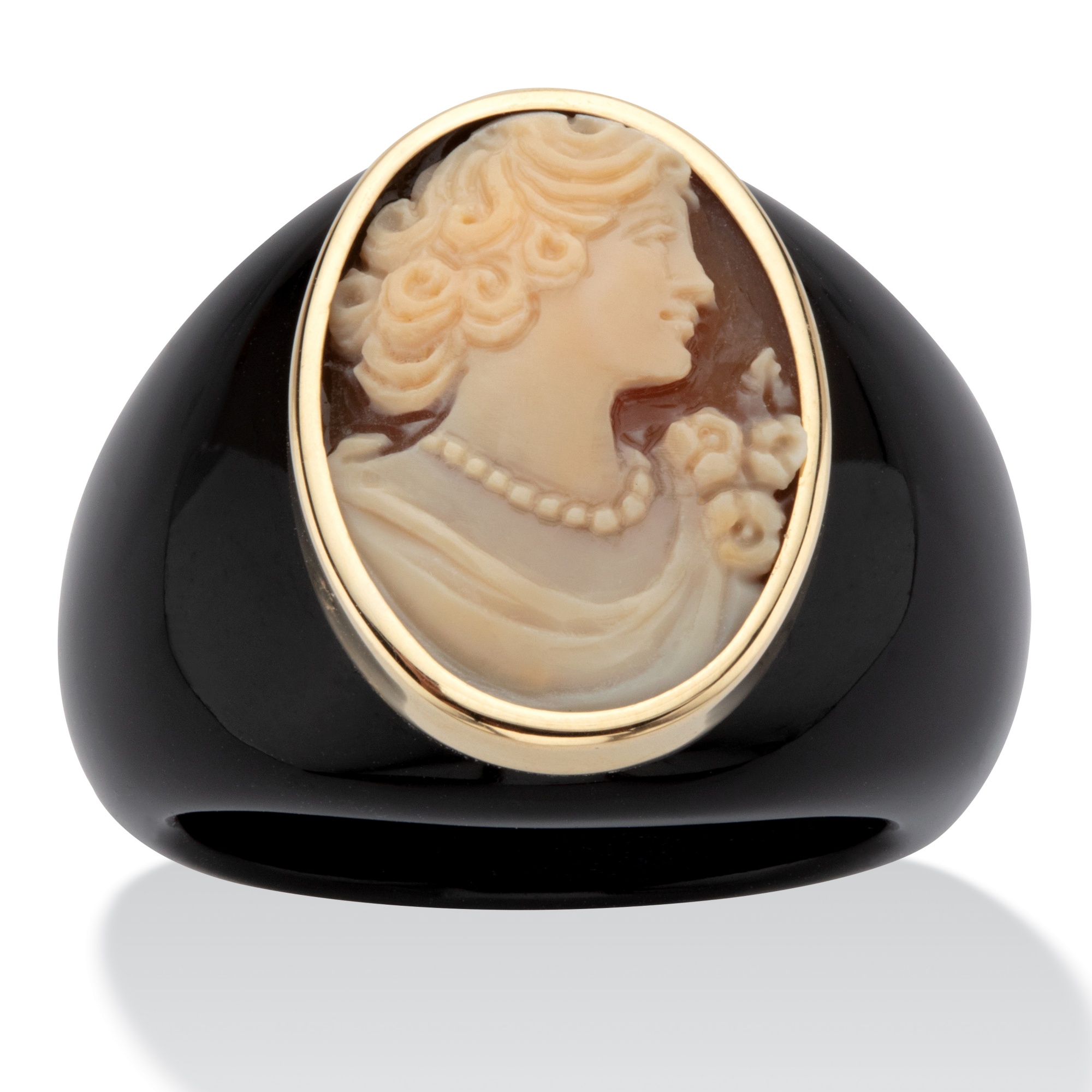 10k Gold Onyx Cameo Ring