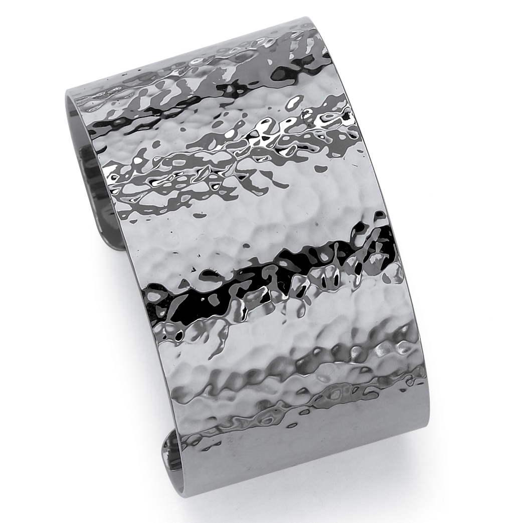 Silver Tone Hammered-Style Cuff Bracelet
