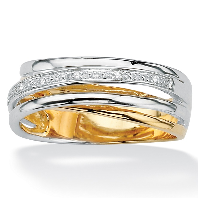 18k Gold over Sterling Silver Crossover Band