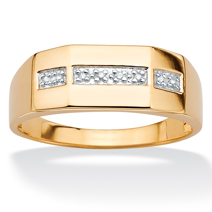 Tutone 18k Gold over Sterling Silver Men's Framed Diamond Accent Ring