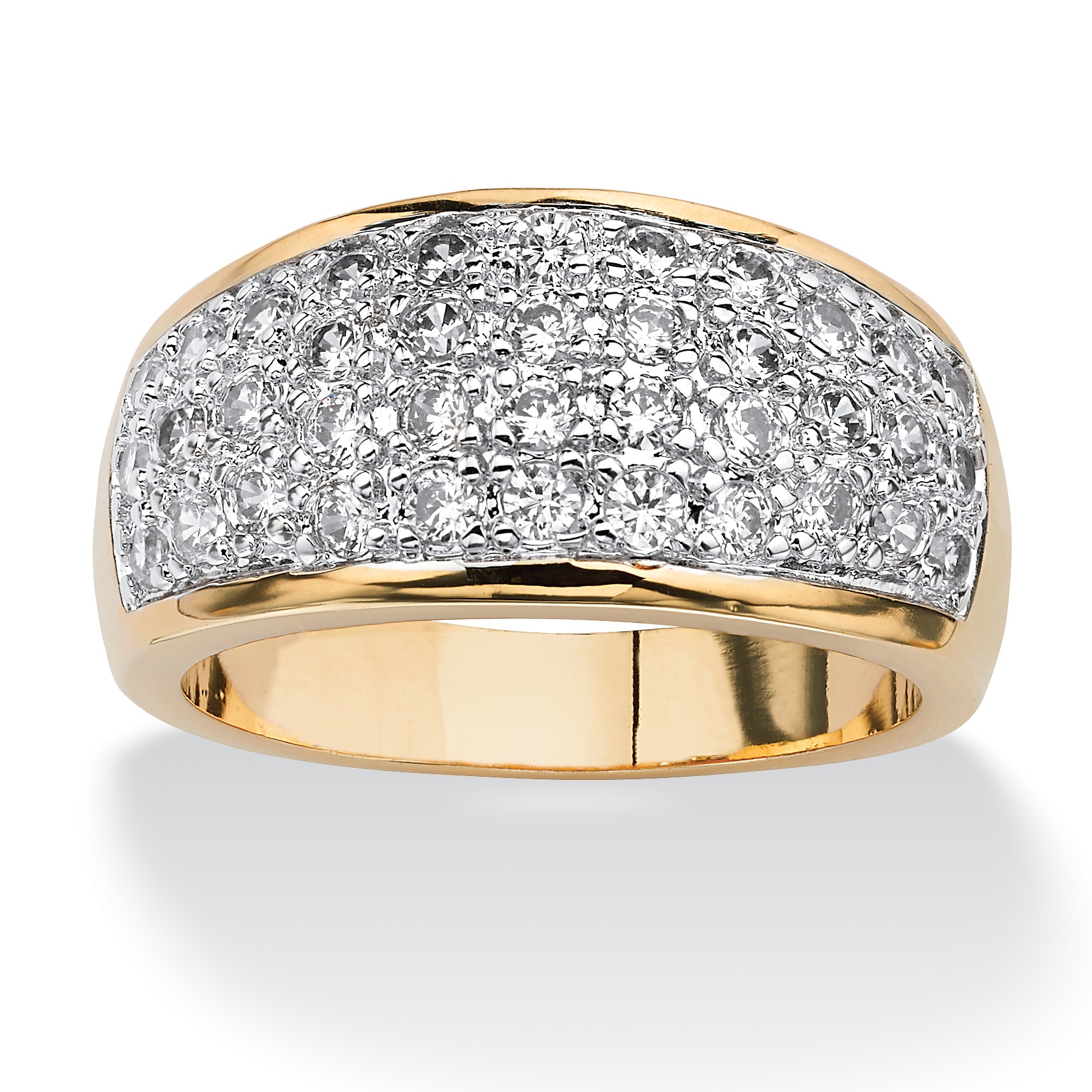 Tutone 14k Gold-Plated DiamonUltra Cubic Zirconia Pav&eacute; Ring
