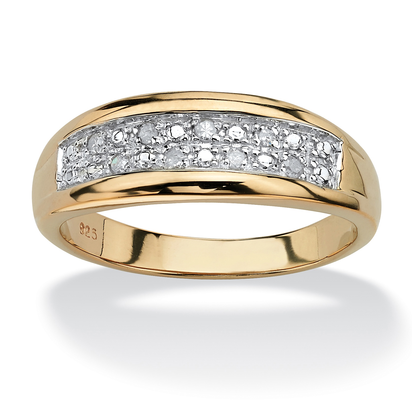 18k Gold over Sterling Silver Men's Diamond Pav&eacute; Ring