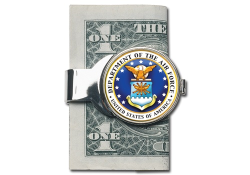 Enamel and Silvertone Metal Air Force Disk Money Clip