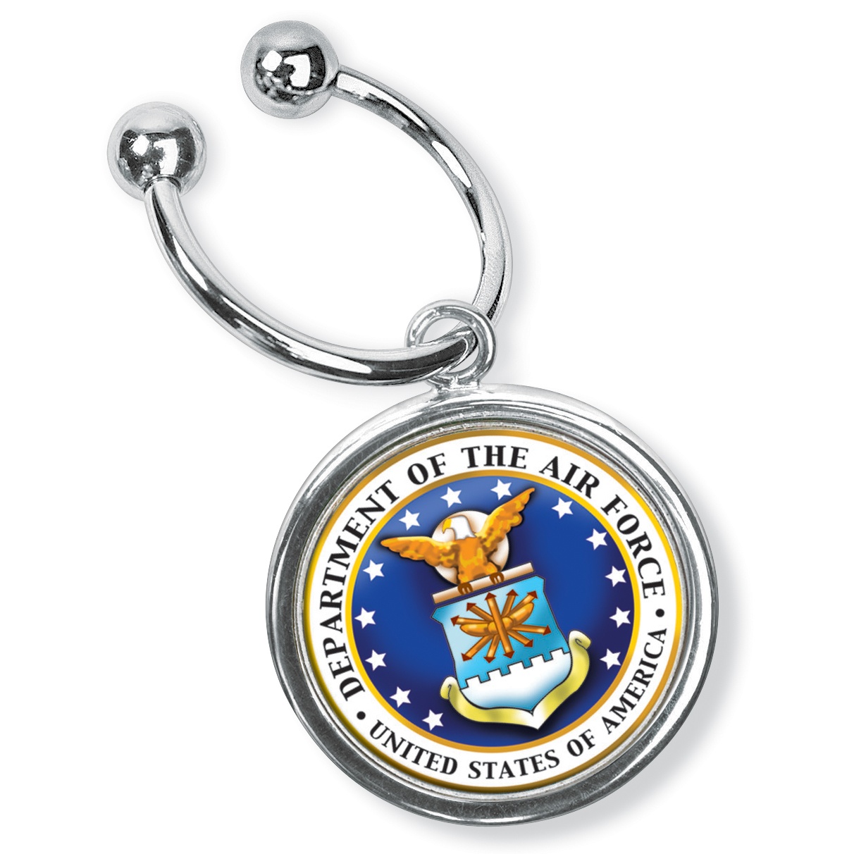 Enamel and Silver Tone Air Force Disk Key Ring