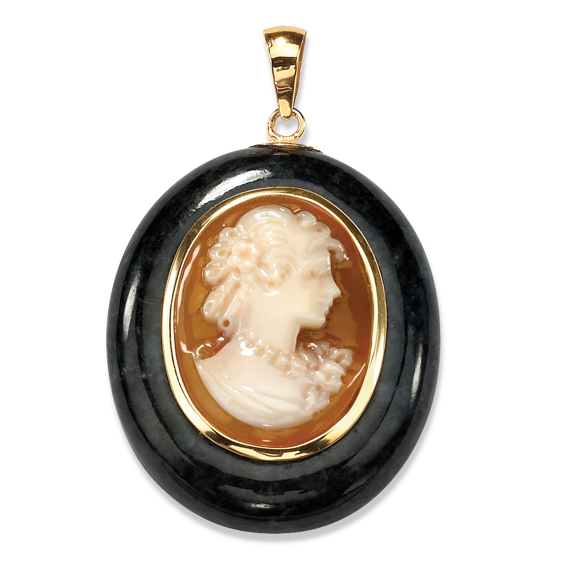 10k Gold Onyx Cameo Pendant