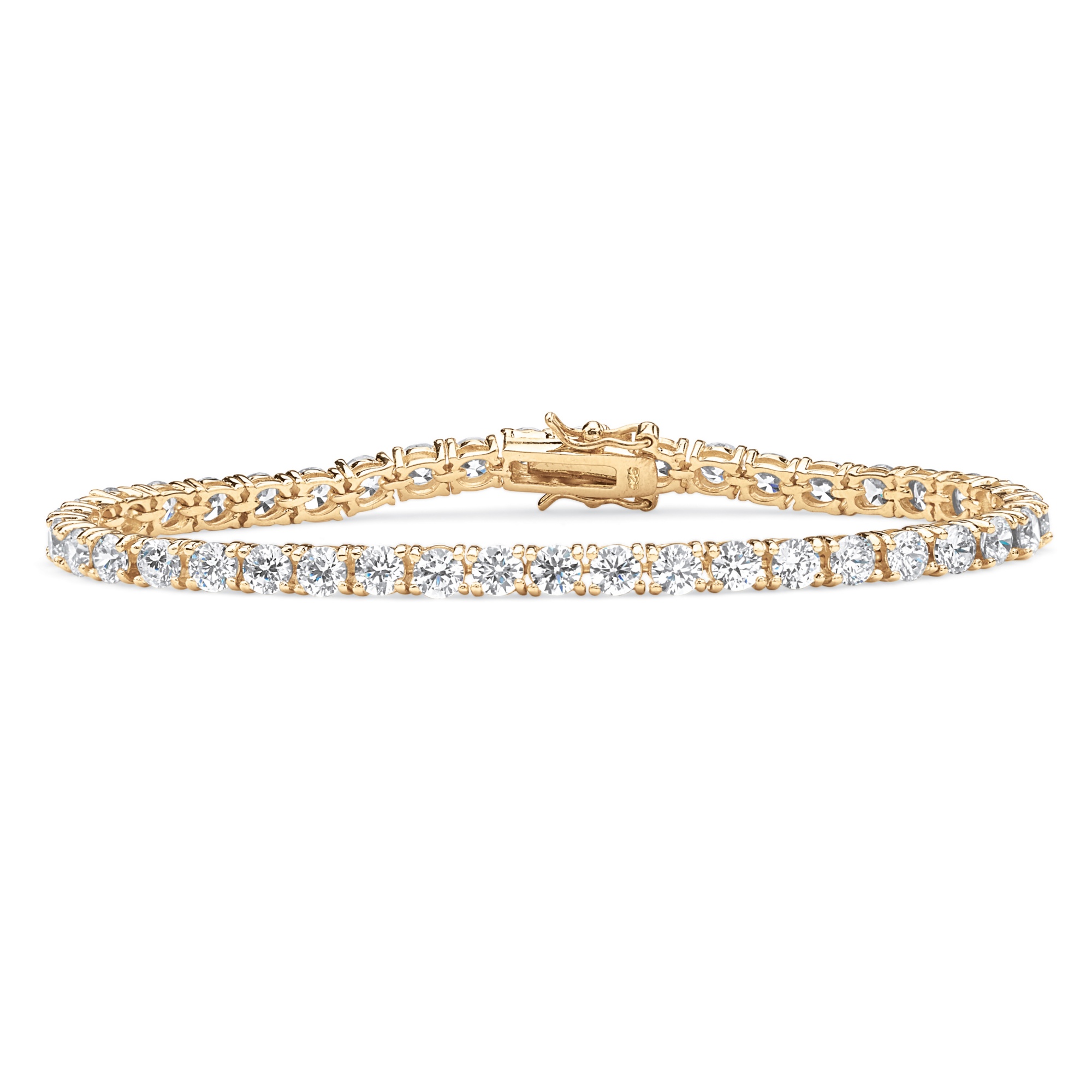 CZ 18k Gold over Silver Tennis Bracelet 7 1/2"