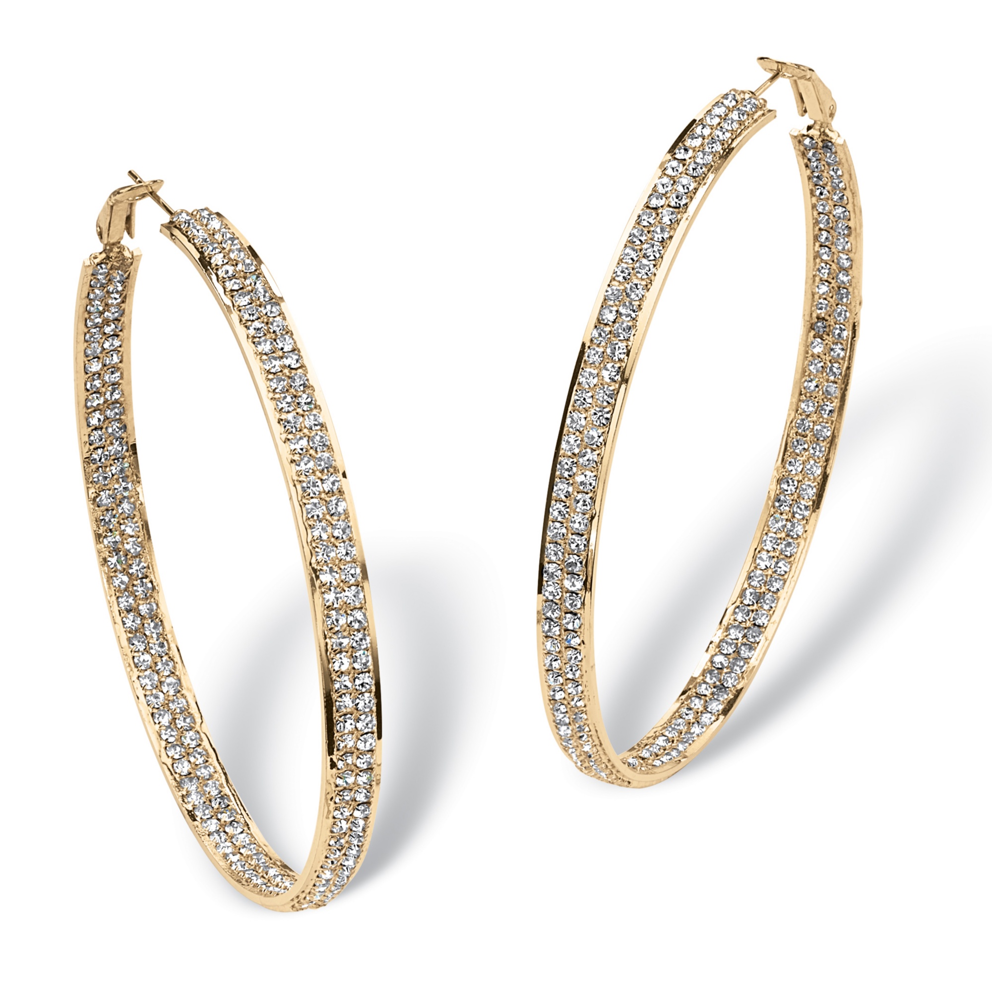 14k Gold-Plated Multi-Crystal Inside-Out Hoop Pierced Earrings